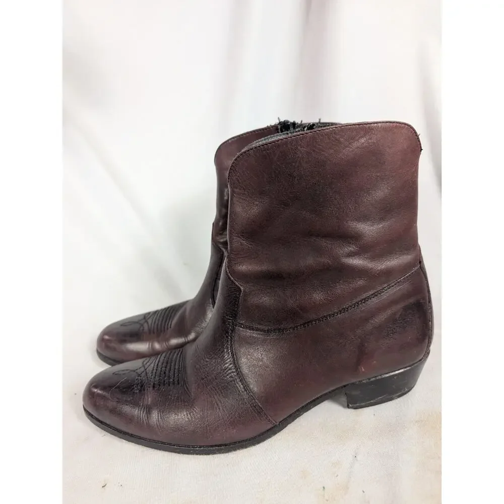 Florsheim Brown Leather Ankle Boots Zip Zipper Round Toe Flexible Insole 10.5 D
